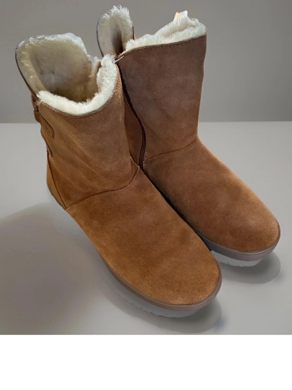 Women's Suede Faux-Sherpa Winter Boots - Chestnut